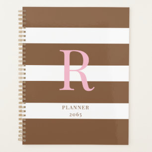 Planejador Anual Monograma Rosa e Marrom