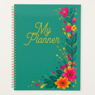 Planejador Azul Floral Impresso