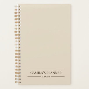 Planejador Bege Cremoso Elegante e Personalizado