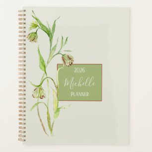 Planejador Botânico Elegante de Aquarela