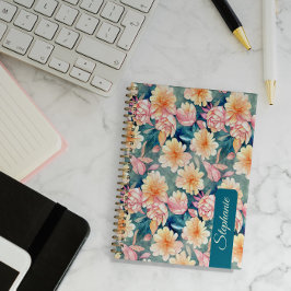 Planejador Caderno de Arte Floral com o Seu Nome