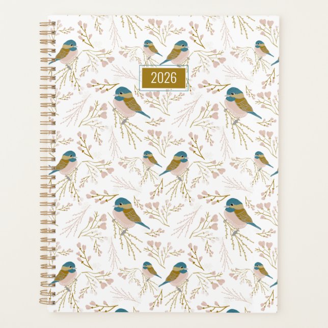 Planejador Chickadees Rosa Dourado 2026 (Frente)