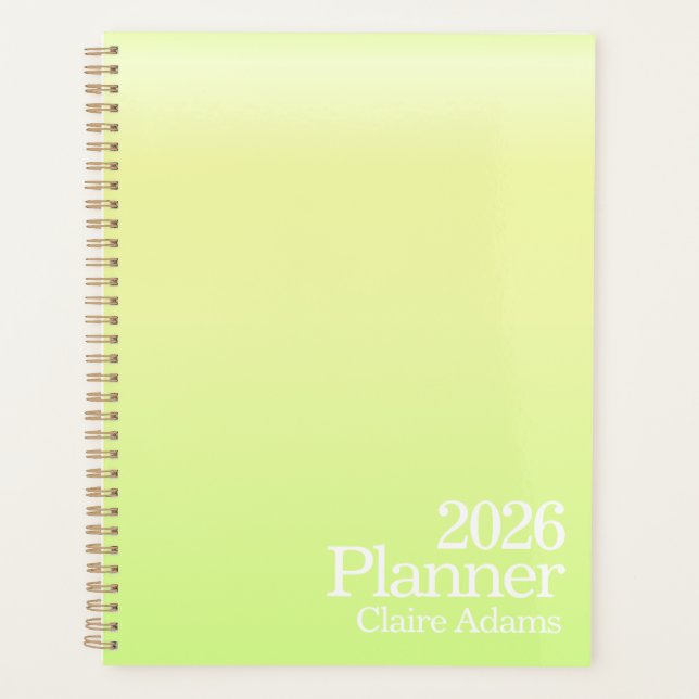 Planejador com Degradê de Verde Lima Moderno (Frente)