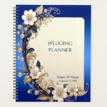 Planejador com Enfeite Floral Azul Branco