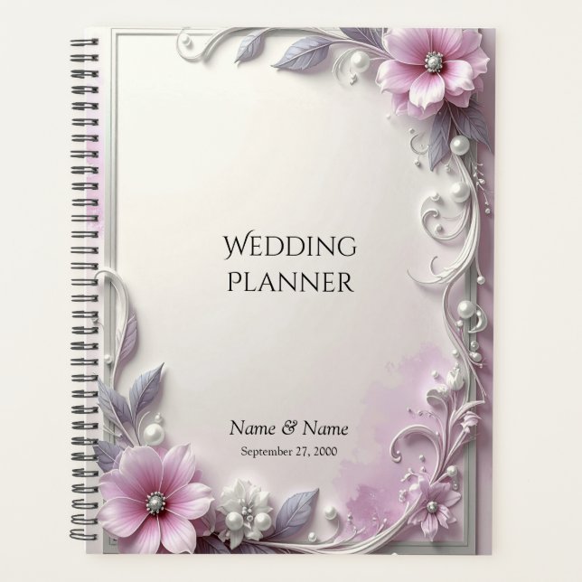 Planejador com Moldura Floral Rosa (Frente)