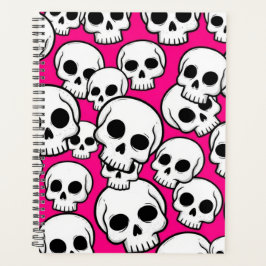 Planejador com Padrão de Caveira Rosa