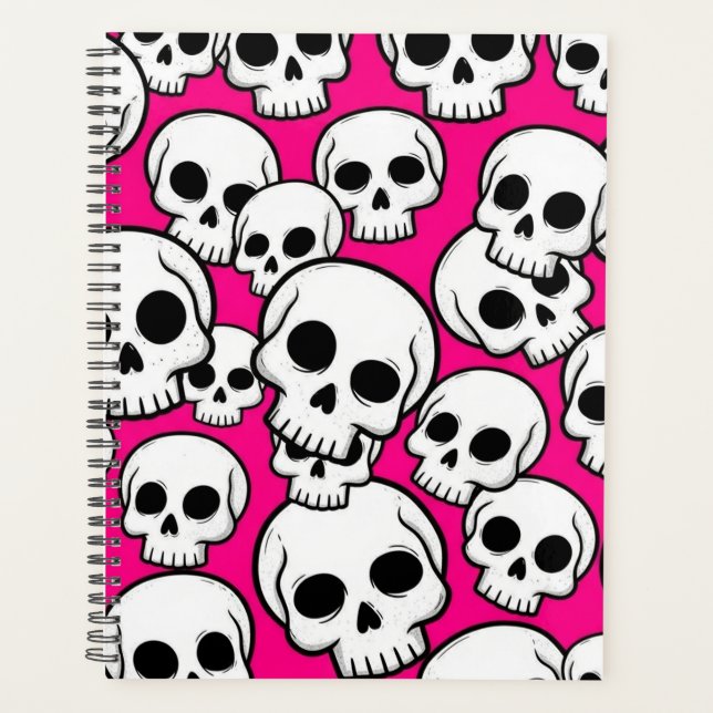 Planejador com Padrão de Caveira Rosa (Frente)
