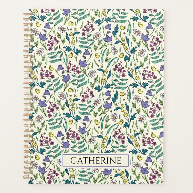 Planejador com padrão de flores silvestres (Frente)