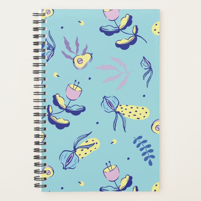 Planejador com Padrão Floral Aqua (Frente)