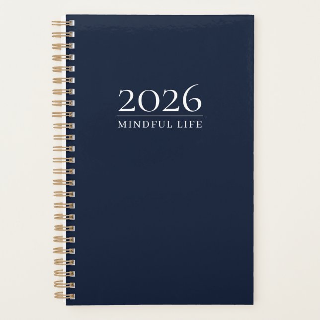 Planejador Dark Navy 2026 | Título Personalizado e (Frente)
