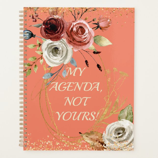 Planejador de Agenda do Buquê de Rosas de Aquarela (Frente)