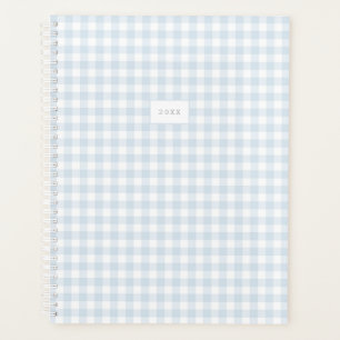 Planejador de Ano Personalizado de Gingham Azul Az