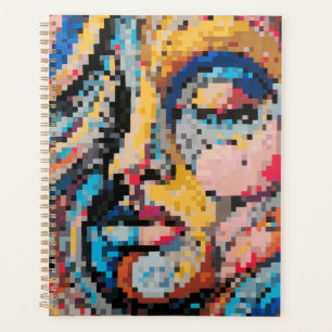 Planejador de arte pixel colorido com design vibra