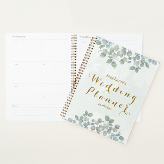 Planejador de casamento aquarela eucalipto com esc (Exibição)