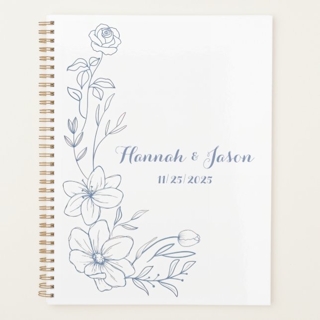 Planejador de Casamento Blissful Blue Blooms (Frente)