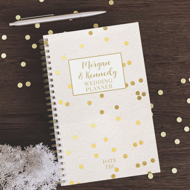Planejador de Casamento Casal Confete Rosa Dourado (Add your name and wedding date to this delicate blush pink wedding planner)