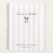 Planejador de Casamento com Laço Listrado Rosa