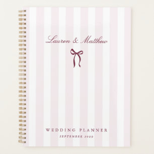 Planejador de Casamento com Laço Listrado Rosa