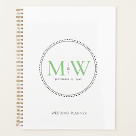 Planejador de Casamento com Monograma Verde Elegan