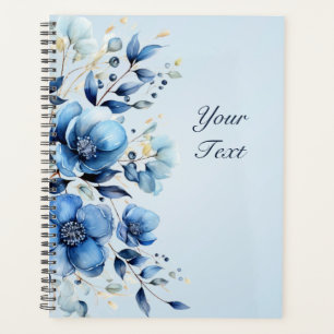 Planejador de Casamento de Flores Azuis em Aquarel