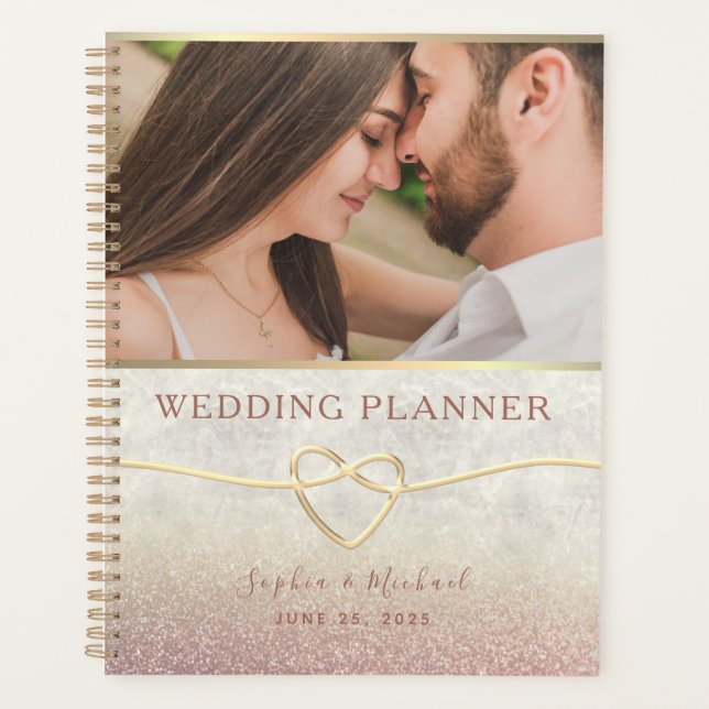 Planejador de Casamento de Foto em Rose Gold (Frente)