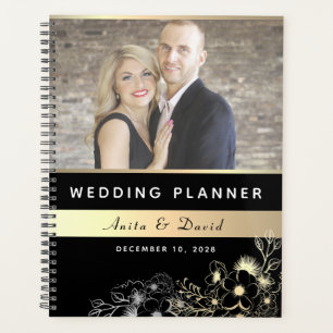 Planejador de casamento de foto preto elegante