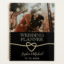 Planejador de Casamento de Foto Preto Elegante