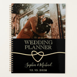 Planejador de Casamento de Foto Preto Elegante