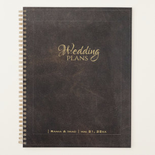 Planejador de casamento estético em couro elegante