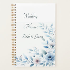 Planejador de Casamento Floral Azul Elegante