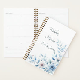 Planejador de Casamento Floral Azul Elegante