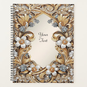 Planejador de Casamento Floral Branco Dourado Deco