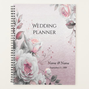 Planejador de Casamento Floral Branco Rosa