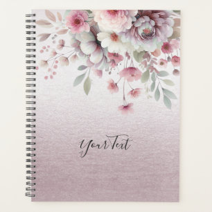 Planejador de Casamento Floral Rosa Branco Moderno