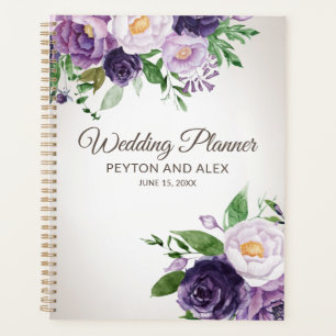 Planejador de Casamento Floral Verde Roxo Ameixa