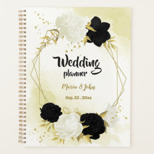 planejador de casamento flores preto e branco dour