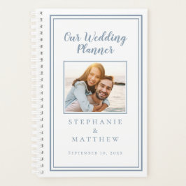 Planejador de Casamento Foto Personalizada Azul Po