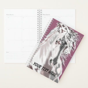 Planejador de Cavalo Branco com Texto Personalizad