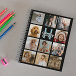 Planejador de Colagem de Fotos do Monograma da Ten<br><div class="desc">Crie seu próprio planejador anual monograma personalizado de colagem de fotos. Apresentando 11 fotos quadradas de sua escolha em um plano de fundo preto que pode ser alterado para qualquer cor usando a ferramenta 'personalizar mais'. Faz um presente excelente para amigos,  família ou mesmo para você mesmo!</div>
