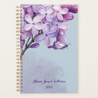 Planejador de Compromissos Aquarela Roxa Elegante