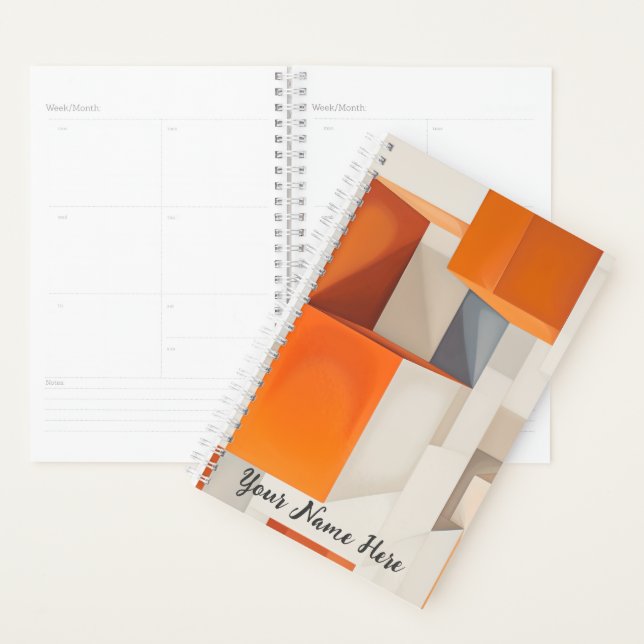 Planejador de Design Geométrico Retro Laranja (Exibição)