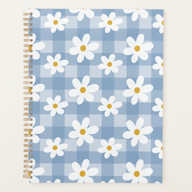 Planejador de Dias de Margarida - Gingham Azul (Frente)