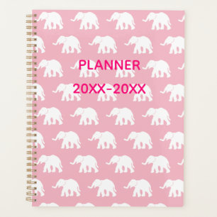Planejador de Elefante Rosa e Branco