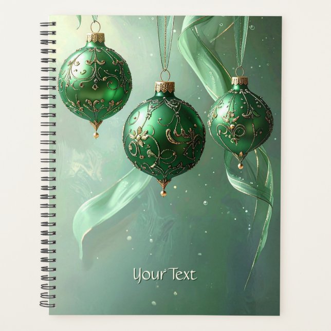 Planejador de Férias de Bola de Natal Verde (Frente)