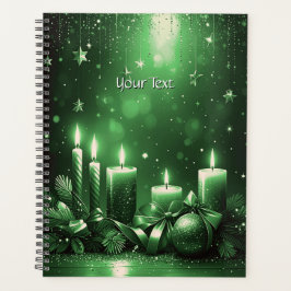 Planejador de Férias de Natal com Velas Verdes