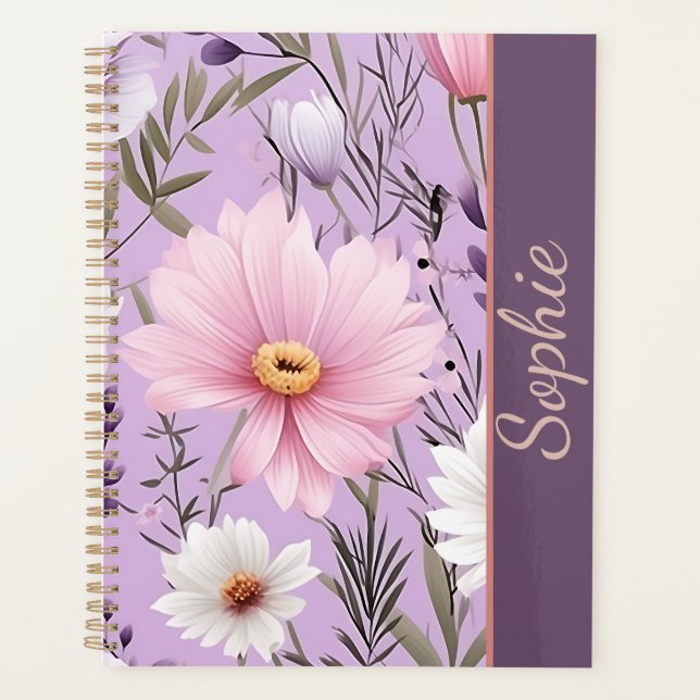 Planejador de Flores Lavanda Personalizado com Nom (Frente)