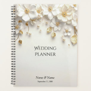 Planejador de Folhas Douradas Florais de Ivory Whi