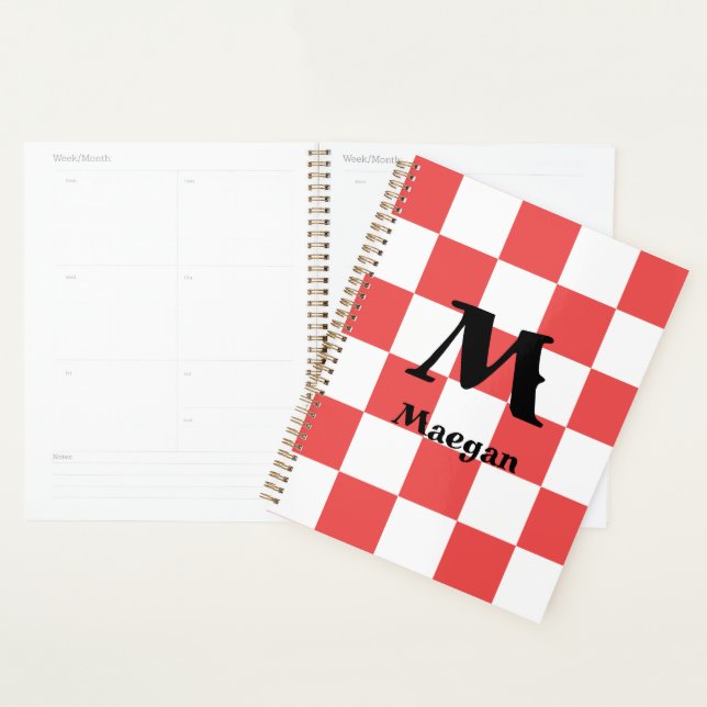 Planejador de Fundo com Padrão Xadrez Vermelho (Exibição)
