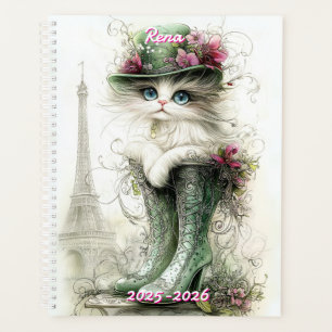 Planejador de Gato Parisiense Personalizável 2025-
