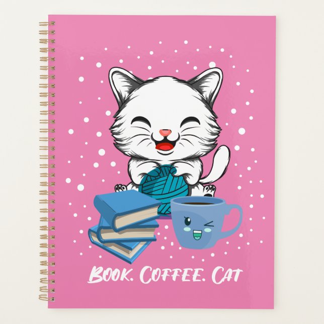 Planejador de Gatos de Café de Livro (Frente)